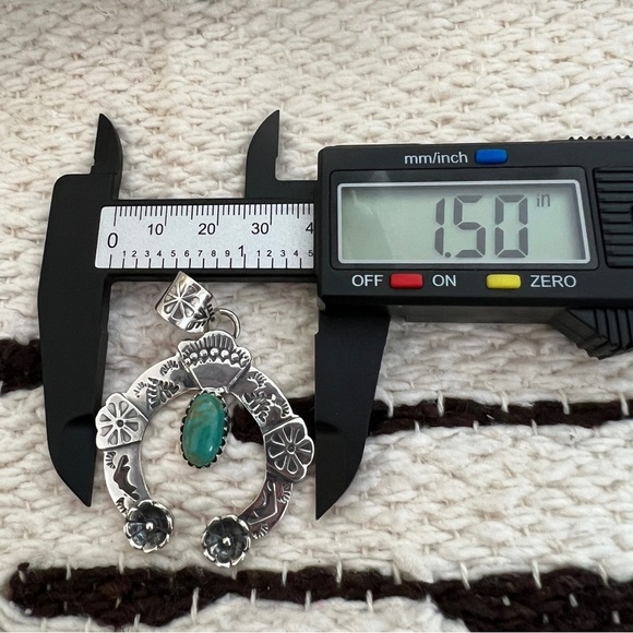 ❤️ Kingman Turquoise Navajo Sterling Silver Decorative NAJA Pendant 12.1G - 2”L - Picture 10 of 16